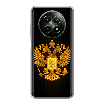 Силиконовый чехол на Realme 12 5G с принтом Герб России желтый