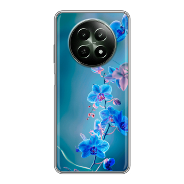 Силиконовый чехол на Realme 12 5G с принтом Голубые цветы