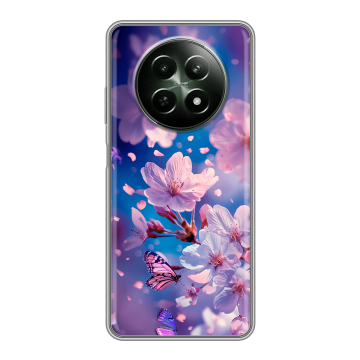 Силиконовый чехол на Realme 12 5G с принтом цветы бабочки Силиконовый чехол на Realme 12 5G с принтом цветы бабочки