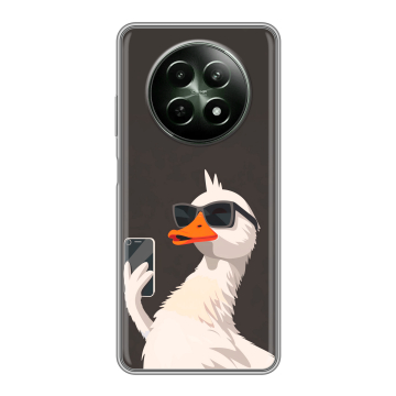Силиконовый чехол на Realme 12 5G с принтом утка в очках Силиконовый чехол на Realme 12 5G с принтом утка в очках