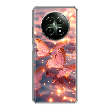 Силиконовый чехол на Realme 12 5G с принтом бабочки розовые