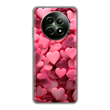 Силиконовый чехол на Realme 12 5G с принтом розовые сердечки Силиконовый чехол на Realme 12 5G с принтом розовые сердечки
