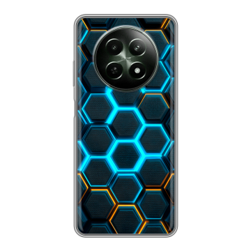 Силиконовый чехол на Realme 12 5G с принтом Неоновые соты Силиконовый чехол на Realme 12 5G с принтом Неоновые соты