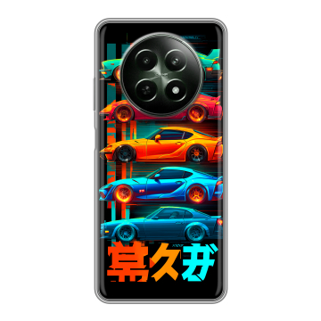 Силиконовый чехол на Realme 12 5G с принтом машины тачки