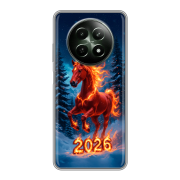 Силиконовый чехол на Realme 12 5G с принтом Новый год коня Силиконовый чехол на Realme 12 5G с принтом Новый год коня