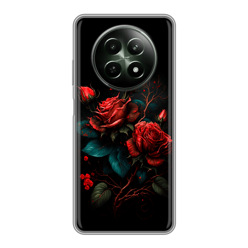 Силиконовый чехол на Realme 12 5G с принтом Розы красные Силиконовый чехол на Realme 12 5G с принтом Розы красные