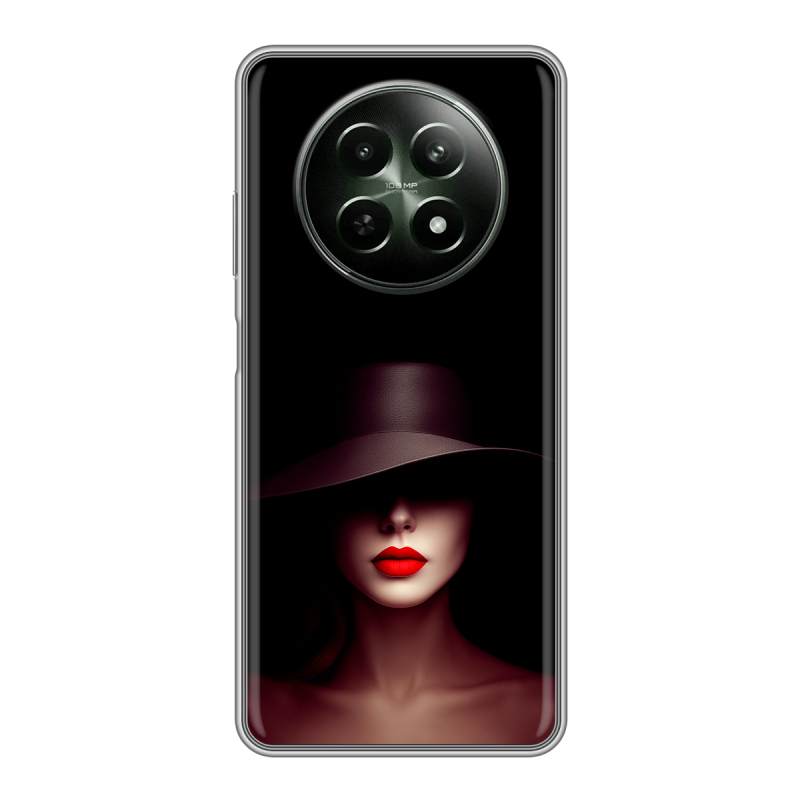 Силиконовый чехол на Realme 12 5G с принтом Девушка в шляпе Силиконовый чехол на Realme 12 5G с принтом Девушка в шляпе