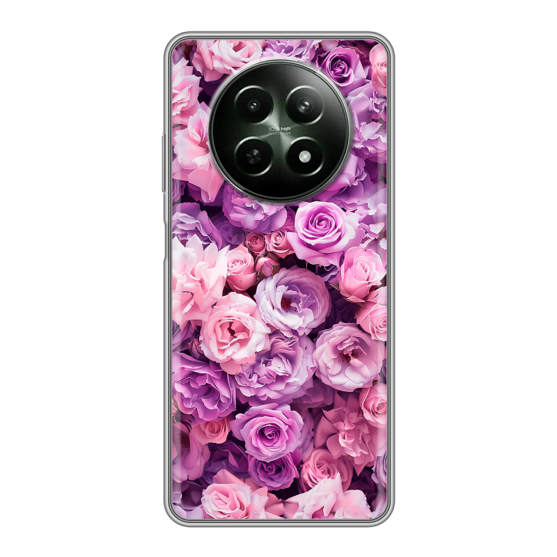 Силиконовый чехол на Realme 12 5G с принтом лавандовые розы Силиконовый чехол на Realme 12 5G с принтом лавандовые розы