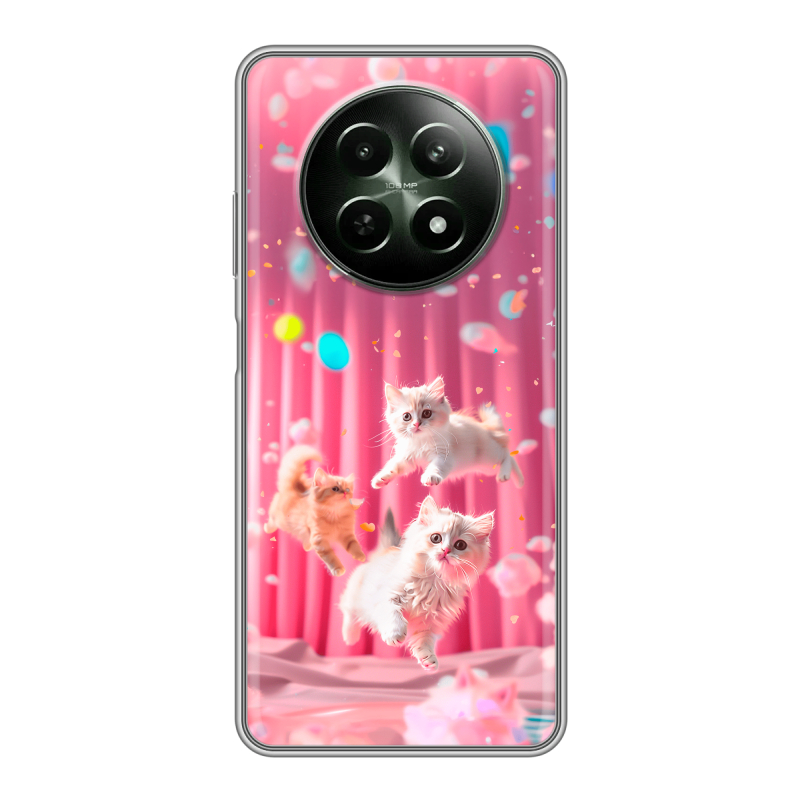 Силиконовый чехол на Realme 12 5G с принтом милые котики Силиконовый чехол на Realme 12 5G с принтом милые котики