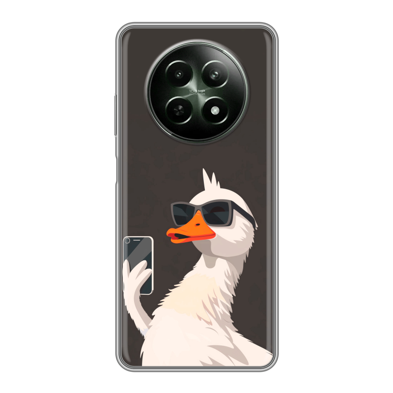 Силиконовый чехол на Realme 12 5G с принтом утка в очках Силиконовый чехол на Realme 12 5G с принтом утка в очках
