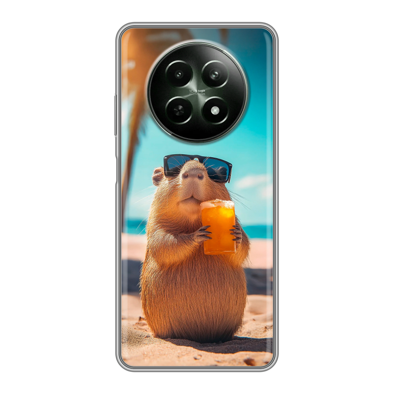 Силиконовый чехол на Realme 12 5G с принтом Капибара Силиконовый чехол на Realme 12 5G с принтом Капибара
