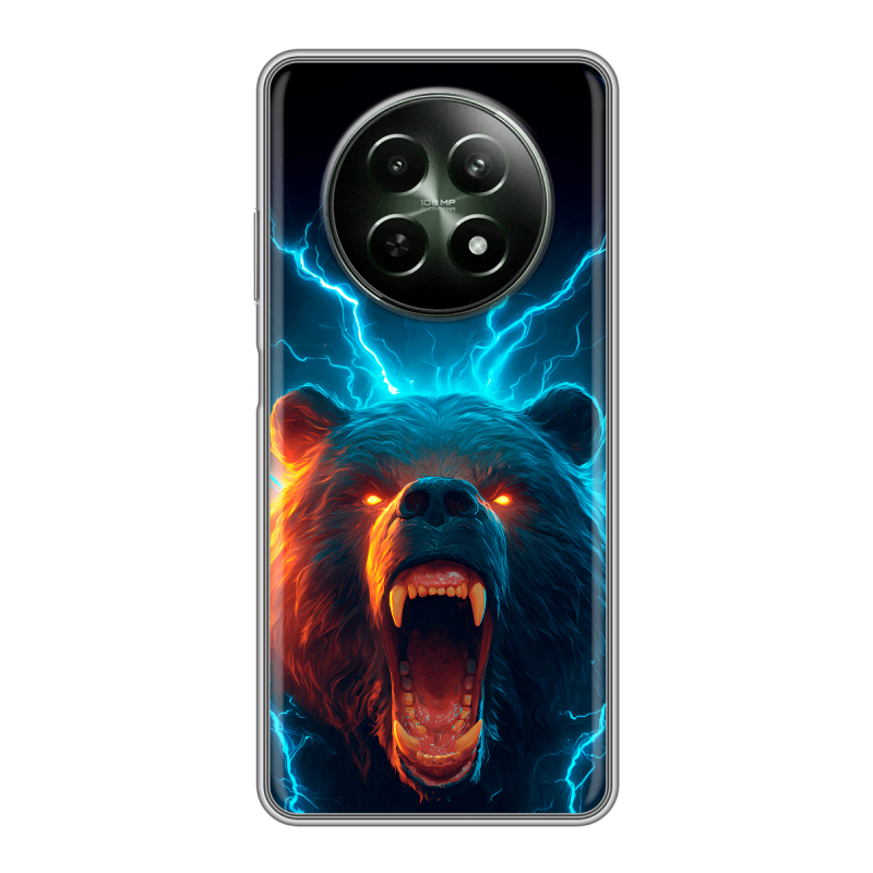 Силиконовый чехол на Realme 12 5G с принтом Медведь Силиконовый чехол на Realme 12 5G с принтом Медведь