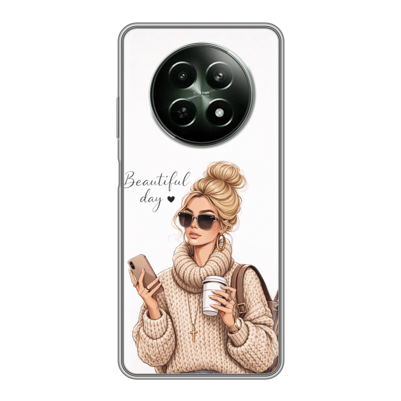 Силиконовый чехол на Realme 12 5G с принтом женский Силиконовый чехол на Realme 12 5G с принтом женский