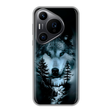 Силиконовый чехол на Huawei P70 Pro с принтом Лесной волк
