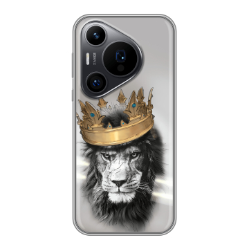 Силиконовый чехол на Huawei P70 Pro с принтом Лев с короной