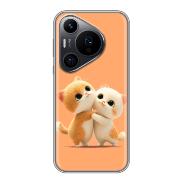 Силиконовый чехол на Huawei P70 Pro с принтом Милые котики
