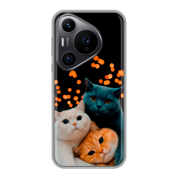 Силиконовый чехол на Huawei P70 Pro с принтом Кошки