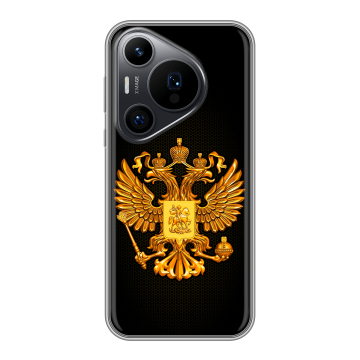 Силиконовый чехол на Huawei P70 Pro с принтом Герб России желтый