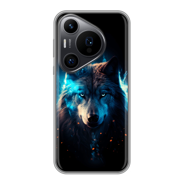 Силиконовый чехол на Huawei P70 Pro с принтом Волк ночной Силиконовый чехол на Huawei P70 Pro с принтом Волк ночной