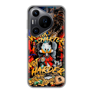 Силиконовый чехол на Huawei P70 Pro с принтом Дональд Дак Деньги