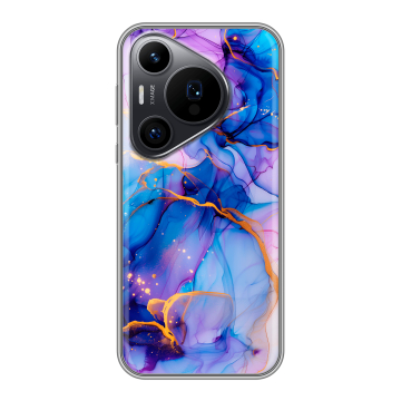 Силиконовый чехол на Huawei P70 Pro с принтом синий мрамор