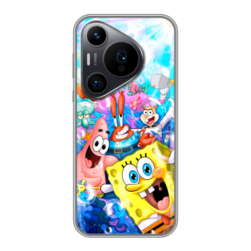 Силиконовый чехол на Huawei P70 Pro с принтом спанчбоб спанч боб