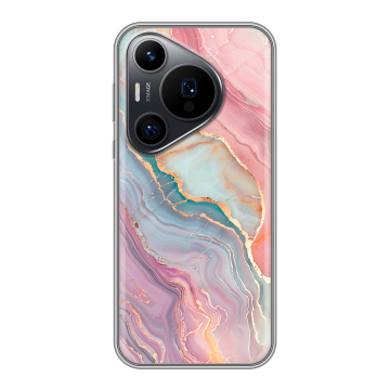 Силиконовый чехол на Huawei P70 Pro с принтом розовый мрамор