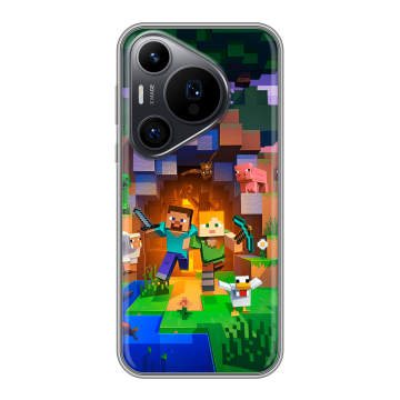 Силиконовый чехол на Huawei P70 Pro с принтом Майнкрафт Minecraft