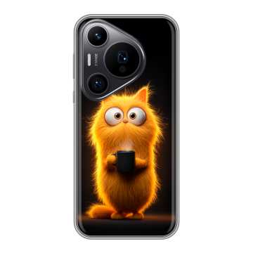 Силиконовый чехол на Huawei P70 Pro с принтом Смешной кот Силиконовый чехол на Huawei P70 Pro с принтом Смешной кот
