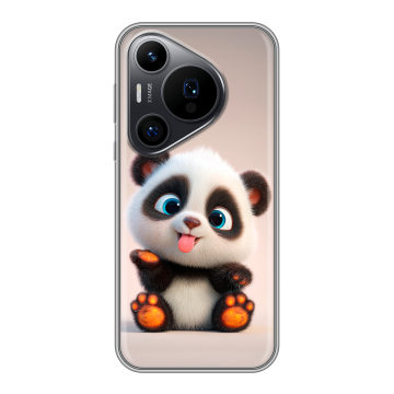 Силиконовый чехол на Huawei P70 Pro с принтом милая панда Силиконовый чехол на Huawei P70 Pro с принтом милая панда