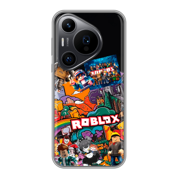 Силиконовый чехол на Huawei P70 Pro с принтом Roblox Роблокс