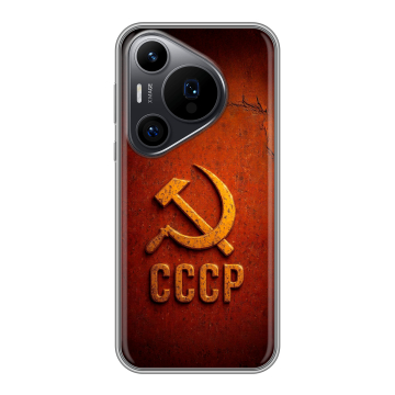 Силиконовый чехол на Huawei P70 Pro с принтом Флаг Герб СССР Силиконовый чехол на Huawei P70 Pro с принтом Флаг Герб СССР