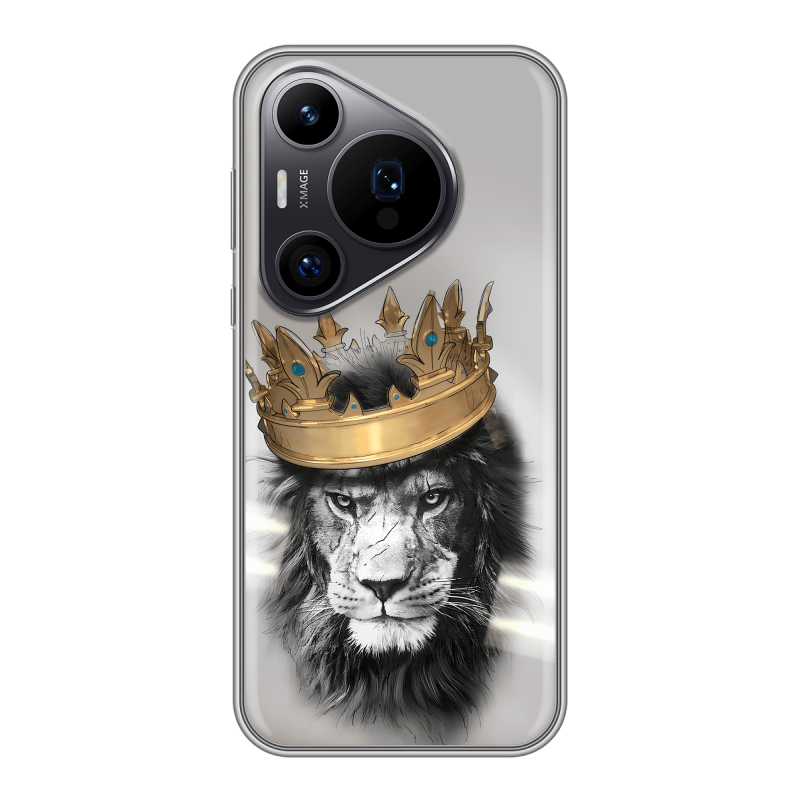 Силиконовый чехол на Huawei P70 Pro с принтом Лев с короной Силиконовый чехол на Huawei P70 Pro с принтом Лев с короной