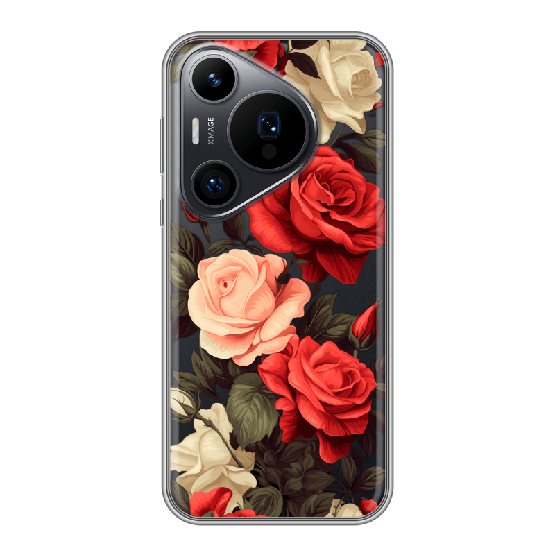 Силиконовый чехол на Huawei P70 Pro с принтом Розы Силиконовый чехол на Huawei P70 Pro с принтом Розы