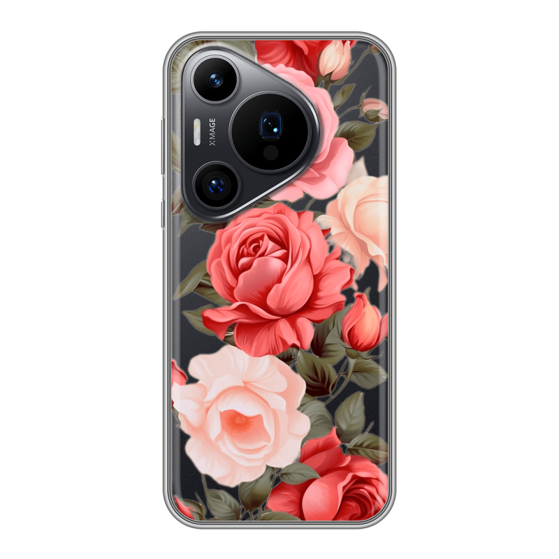 Силиконовый чехол на Huawei P70 Pro с принтом Розы Силиконовый чехол на Huawei P70 Pro с принтом Розы