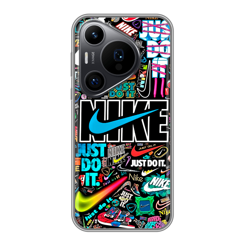 Силиконовый чехол на Huawei P70 Pro с принтом найк nike черный Силиконовый чехол на Huawei P70 Pro с принтом найк nike черный
