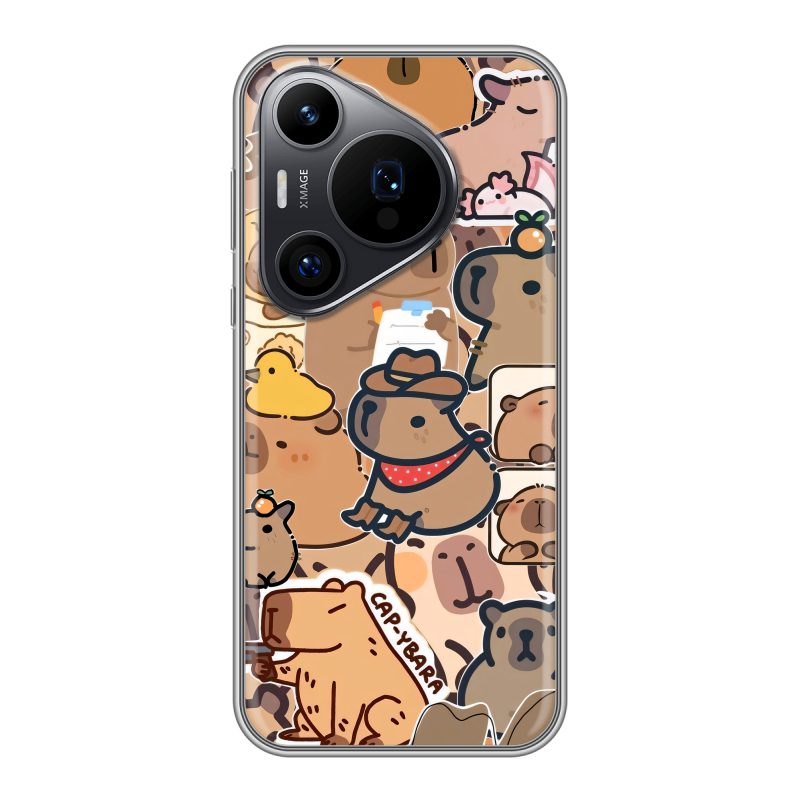 Силиконовый чехол на Huawei P70 Pro с принтом капибара Силиконовый чехол на Huawei P70 Pro с принтом капибара