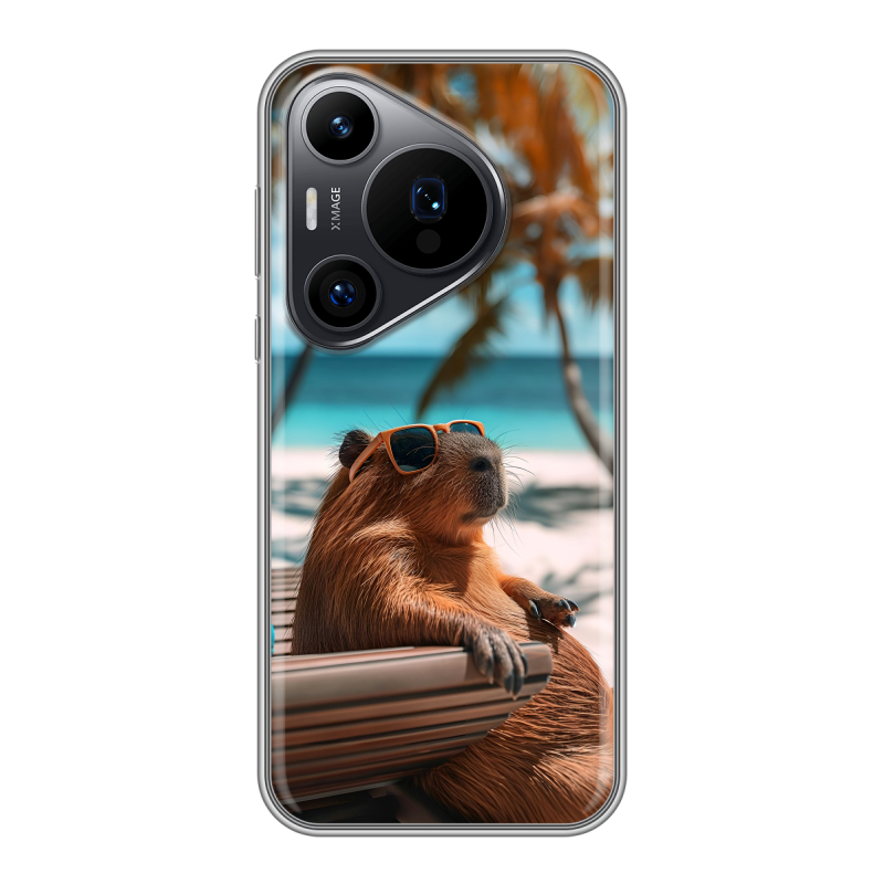 Силиконовый чехол на Huawei P70 Pro с принтом Капибара Силиконовый чехол на Huawei P70 Pro с принтом Капибара