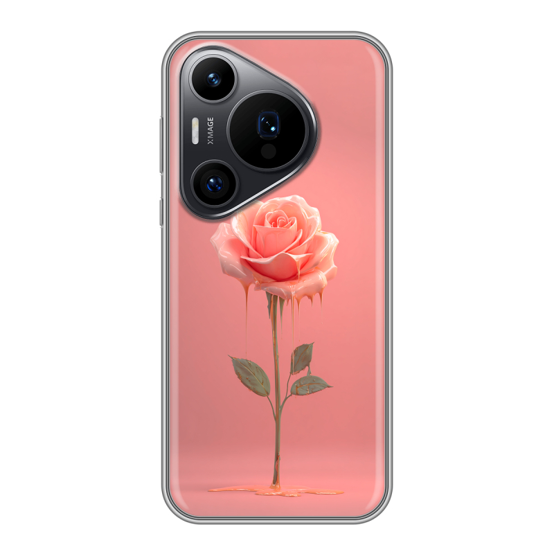 Силиконовый чехол на Huawei P70 Pro с принтом Розовая роза Силиконовый чехол на Huawei P70 Pro с принтом Розовая роза