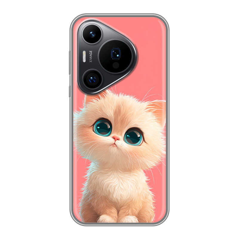Силиконовый чехол на Huawei P70 Pro с принтом Розовый котенок Силиконовый чехол на Huawei P70 Pro с принтом Розовый котенок