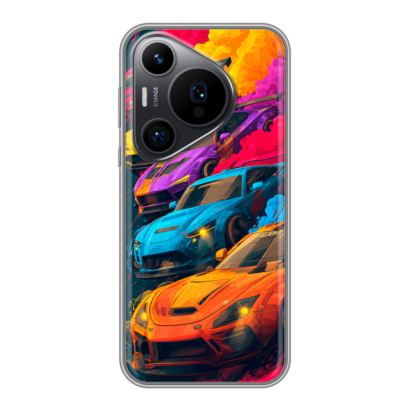 Силиконовый чехол на Huawei P70 Pro с принтом Тачки Силиконовый чехол на Huawei P70 Pro с принтом Тачки
