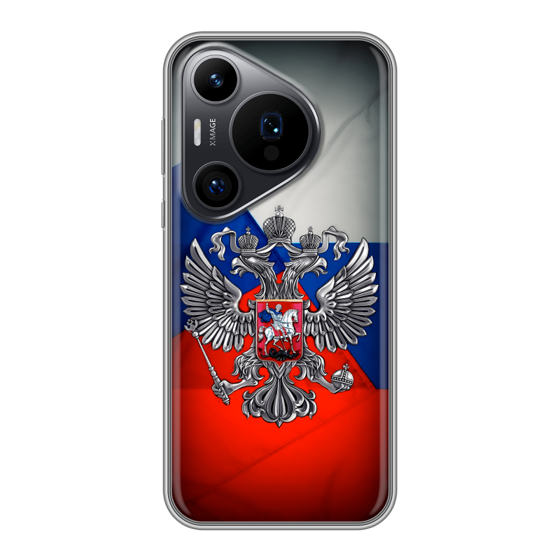 Силиконовый чехол на Huawei P70 Pro с принтом Флаг России Силиконовый чехол на Huawei P70 Pro с принтом Флаг России