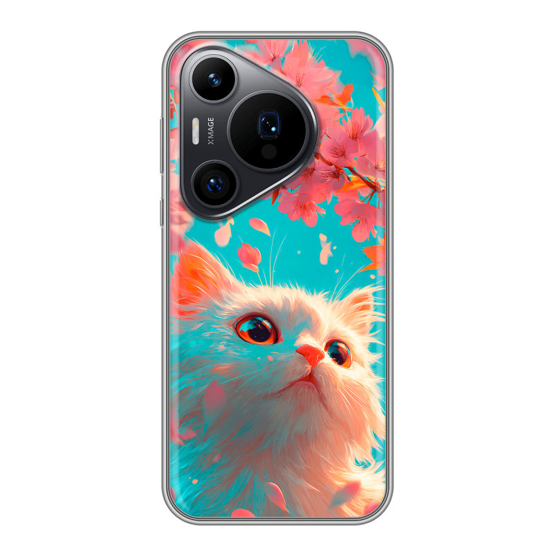 Силиконовый чехол на Huawei P70 Pro с принтом Красивый кот Силиконовый чехол на Huawei P70 Pro с принтом Красивый кот