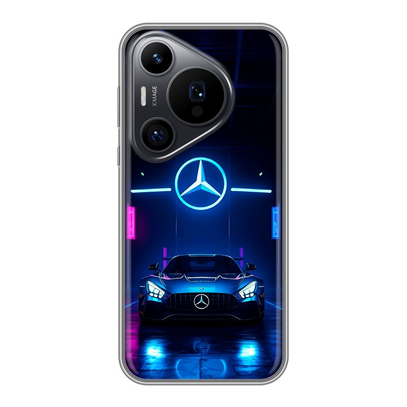 Силиконовый чехол на Huawei P70 Pro с принтом Mercedes Мерседес Силиконовый чехол на Huawei P70 Pro с принтом Mercedes Мерседес