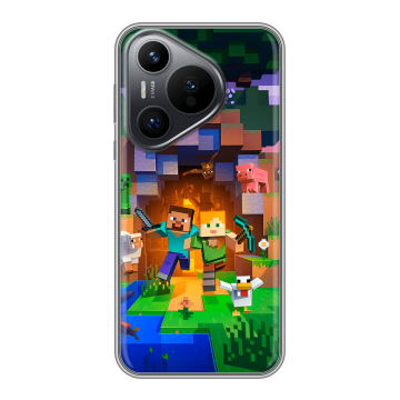 Силиконовый чехол на Huawei P70 с принтом Майнкрафт Minecraft