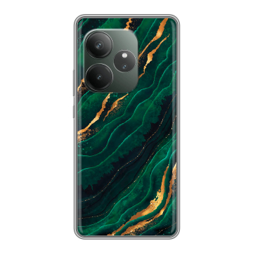 Силиконовый чехол на Realme GT Neo 6 SE с принтом Мрамор зеленое золото