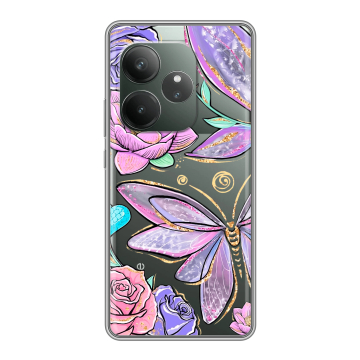 Силиконовый чехол на Realme GT Neo 6 SE с принтом Бабочки и цветы