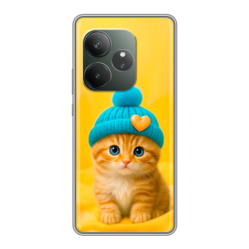 Силиконовый чехол на Realme GT Neo 6 SE с принтом Котенок в шапке
