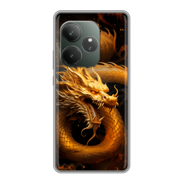 Силиконовый чехол на Realme GT Neo 6 SE с принтом Золотой дракон