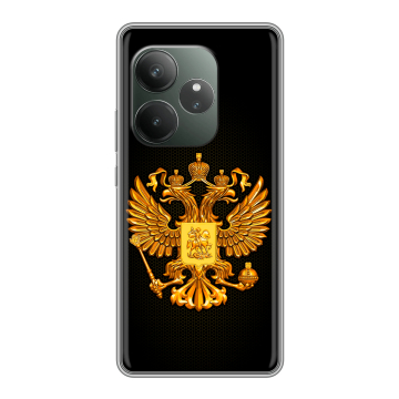 Силиконовый чехол на Realme GT Neo 6 SE с принтом Герб России желтый